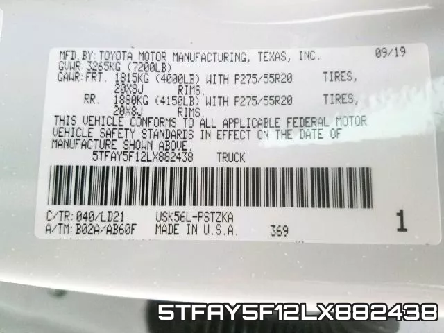 5TFAY5F12LX882438 фото 2