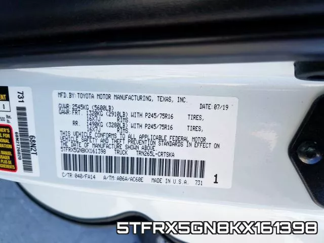 5TFRX5GN8KX161398 фото 2
