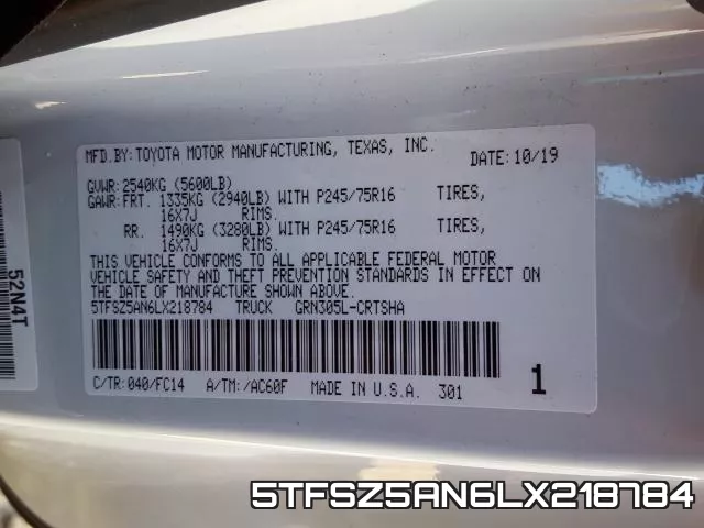 5TFSZ5AN6LX218784 фото 2