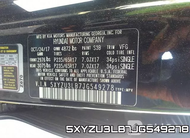 5XYZU3LB7JG549278 фото 10