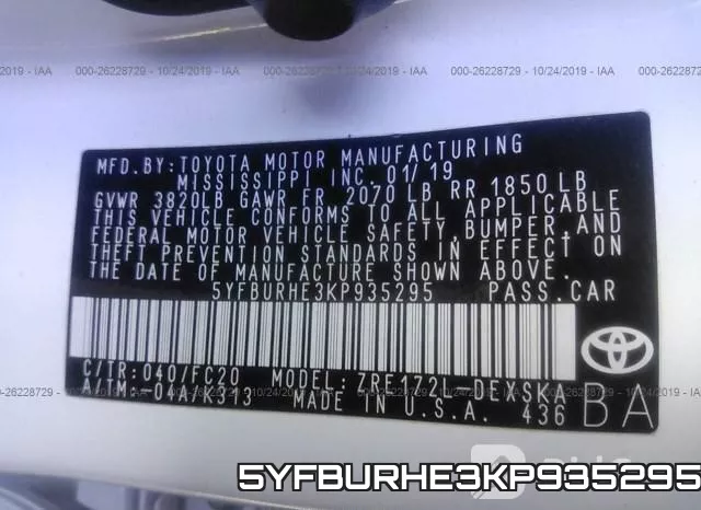 5YFBURHE3KP935295 фото 10