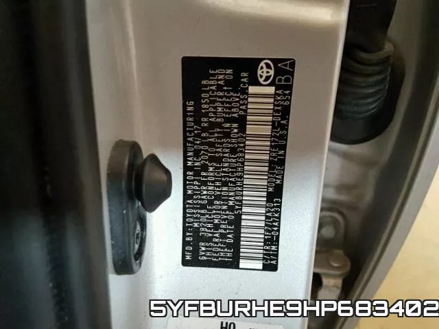 5YFBURHE9HP683402 фото 2