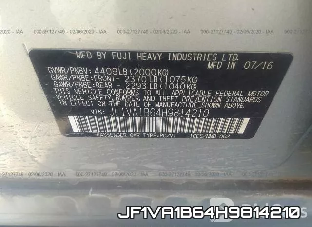 JF1VA1B64H9814210 фото 5