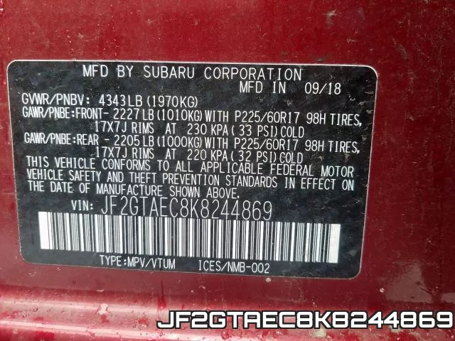 JF2GTAEC8K8244869 фото 2