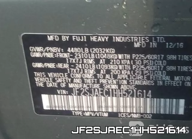 JF2SJAEC1HH521614 фото 10