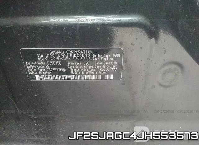 JF2SJAGC4JH553573 фото 9