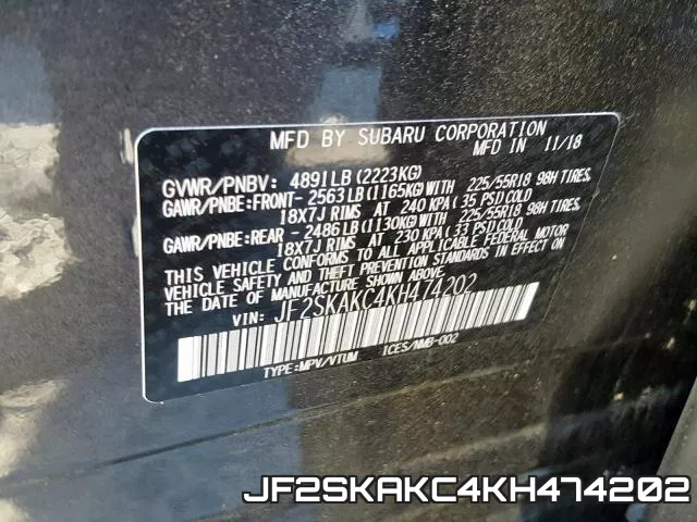 JF2SKAKC4KH474202 фото 2