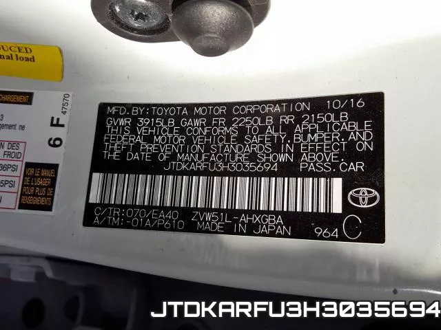 JTDKARFU3H3035694 фото 2