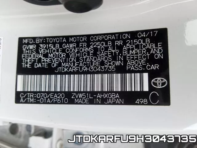 JTDKARFU9H3043735 фото 2