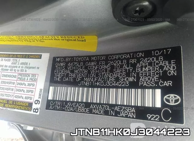 JTNB11HK0J3044223 фото 10