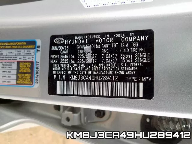KM8J3CA49HU289412 фото 2