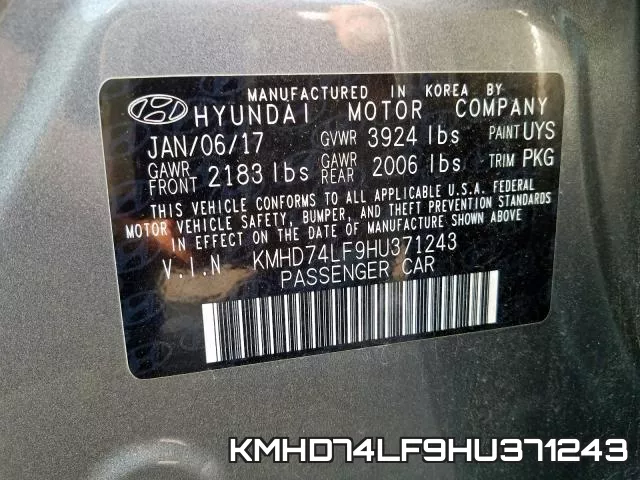 KMHD74LF9HU371243 фото 2