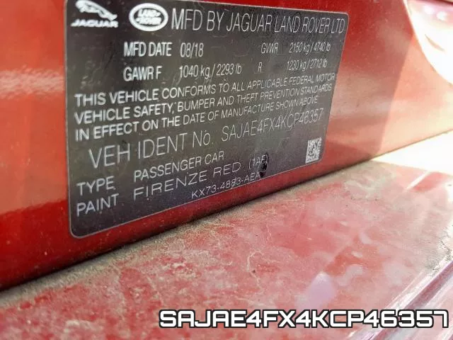 SAJAE4FX4KCP46357 фото 2