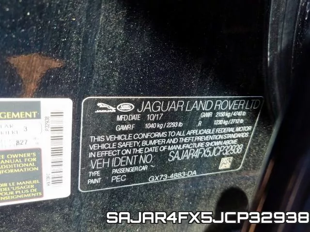 SAJAR4FX5JCP32938 фото 2
