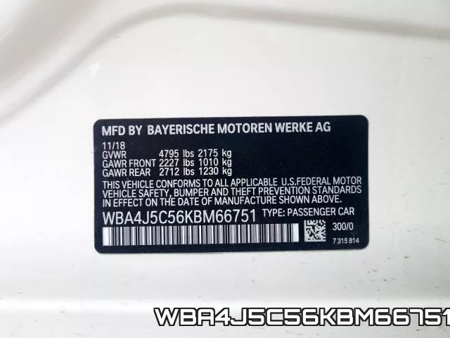 WBA4J5C56KBM66751 фото 2