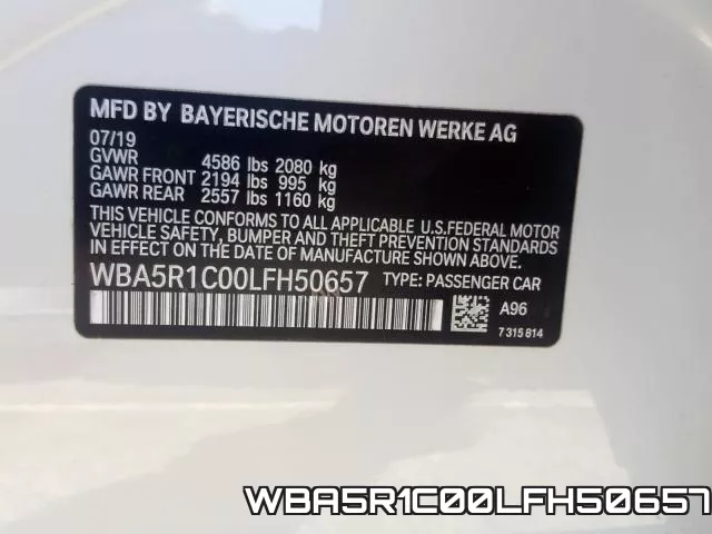 WBA5R1C00LFH50657 фото 2