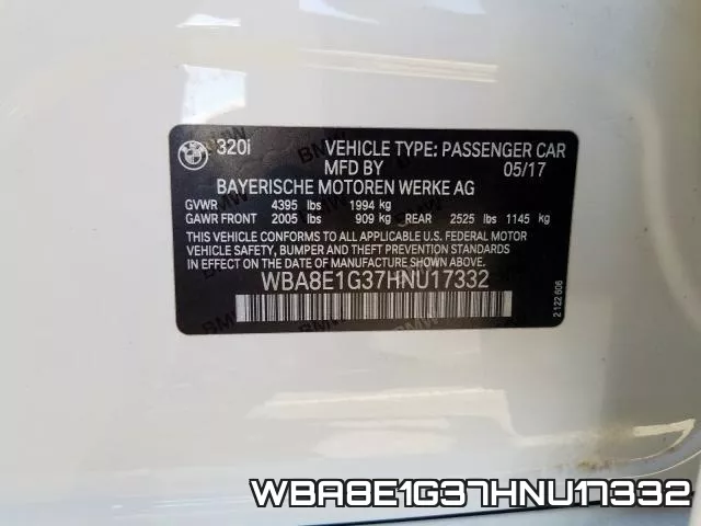 WBA8E1G37HNU17332 фото 2