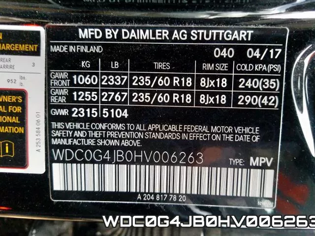WDC0G4JB0HV006263 фото 2