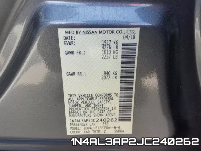 1N4AL3AP2JC240262 фото 2