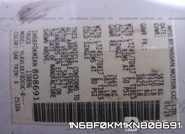 1N6BF0KM1KN808691 фото 6