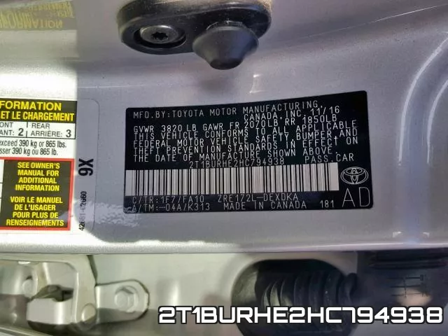 2T1BURHE2HC794938 фото 2