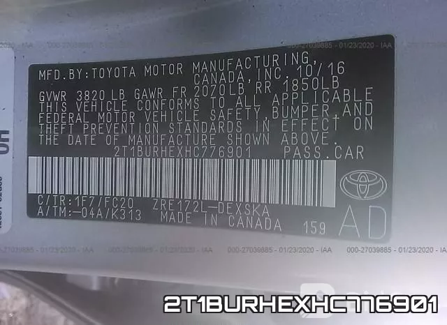 2T1BURHEXHC776901 фото 10