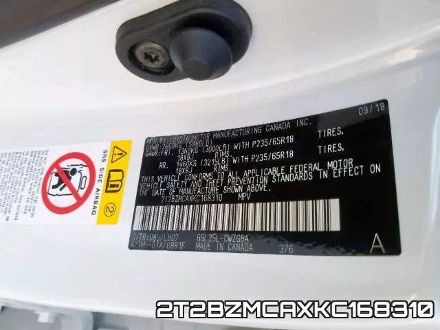 2T2BZMCAXKC168310 фото 2