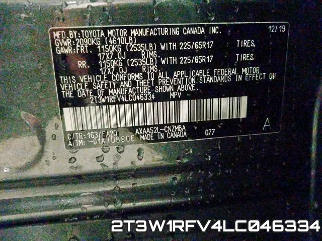 2T3W1RFV4LC046334 фото 2