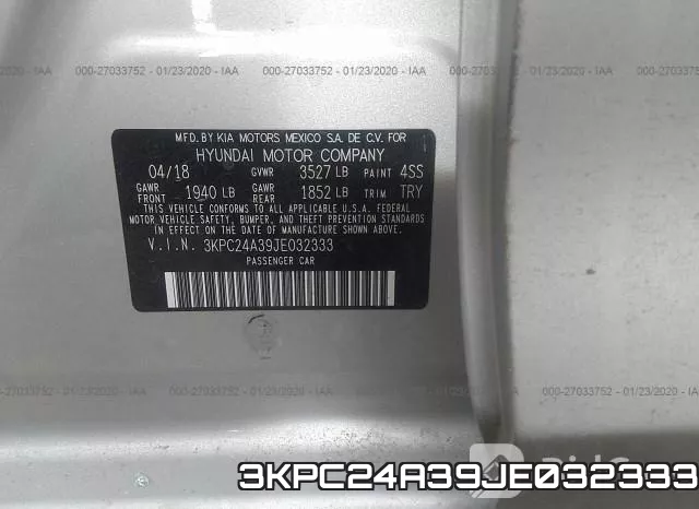 3KPC24A39JE032333 фото 3