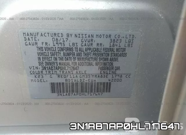 3N1AB7AP0HL717647 фото 6
