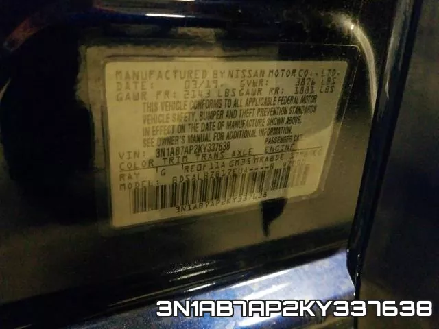 3N1AB7AP2KY337638 фото 2