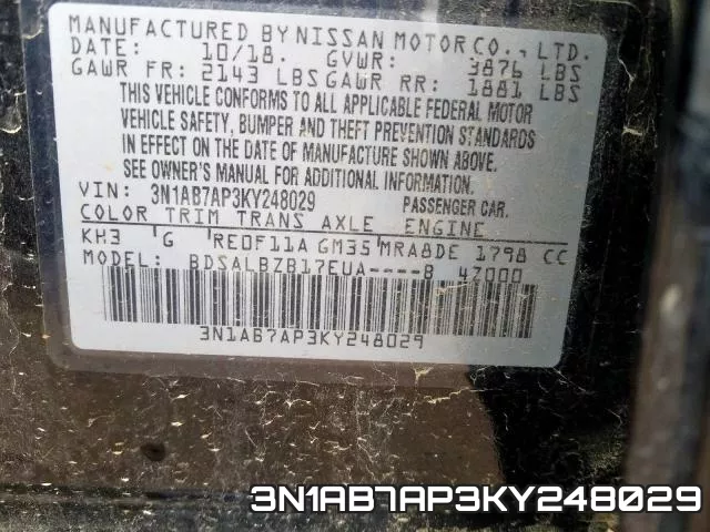 3N1AB7AP3KY248029 фото 2
