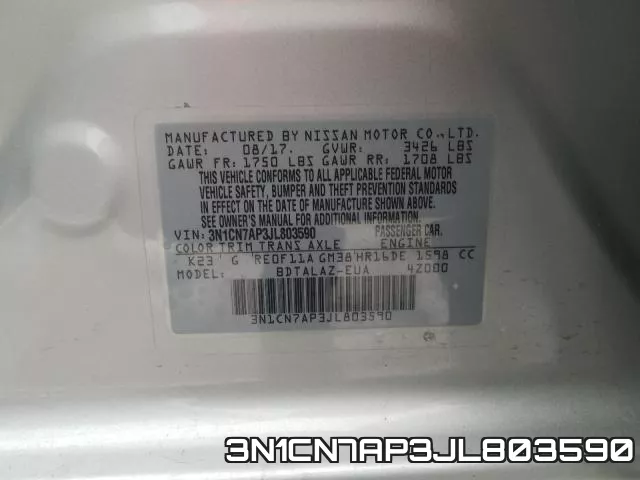 3N1CN7AP3JL803590 фото 2