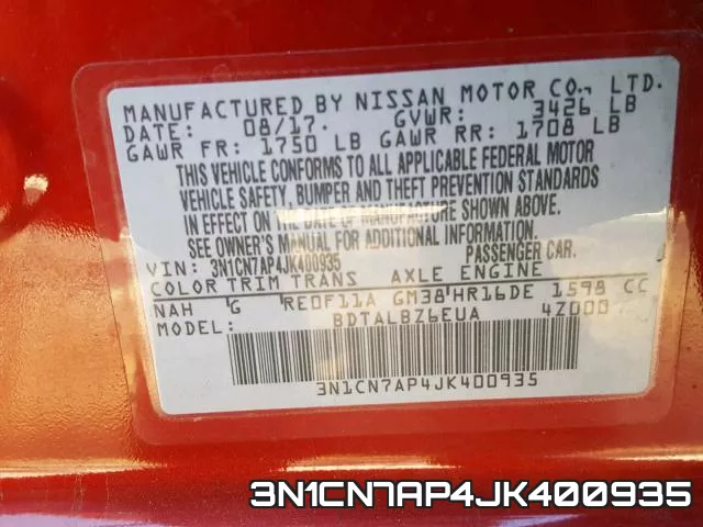 3N1CN7AP4JK400935 фото 2