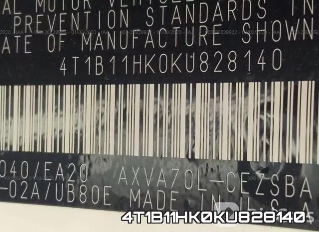 4T1B11HK0KU828140 фото 8