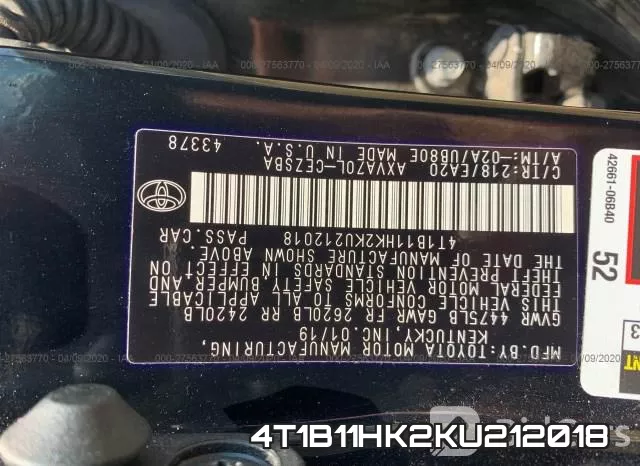 4T1B11HK2KU212018 фото 6