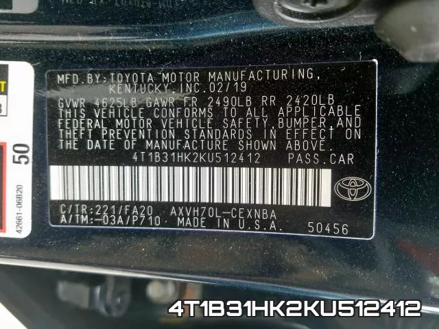 4T1B31HK2KU512412 фото 2