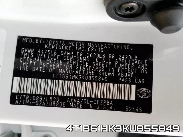 4T1B61HK3KU855849 фото 2