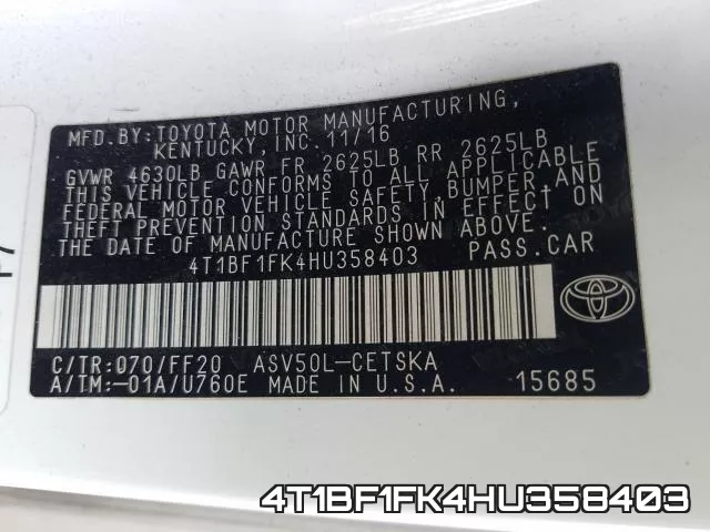 4T1BF1FK4HU358403 фото 2