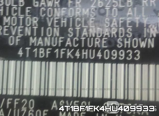 4T1BF1FK4HU409933 фото 8