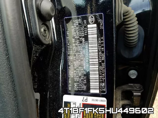 4T1BF1FK5HU449602 фото 2