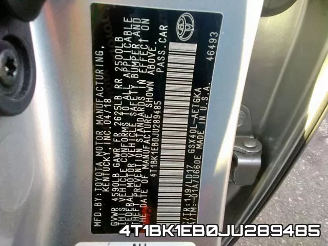 4T1BK1EB0JU289485 фото 2