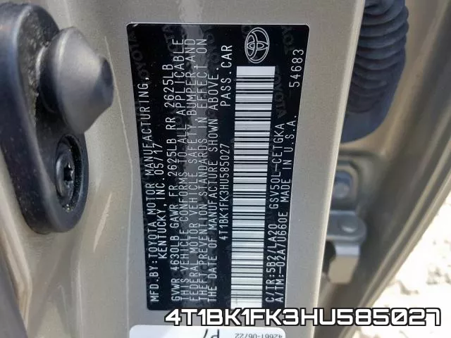 4T1BK1FK3HU585027 фото 2