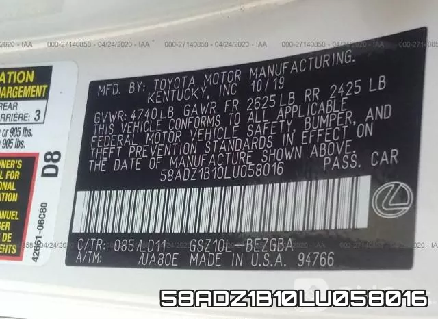 58ADZ1B10LU058016 фото 10