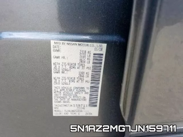 5N1AZ2MG7JN159711 фото 2