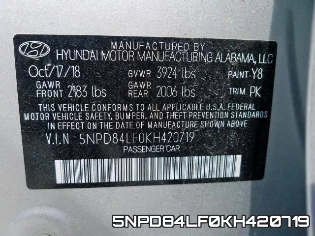 5NPD84LF0KH420719 фото 2