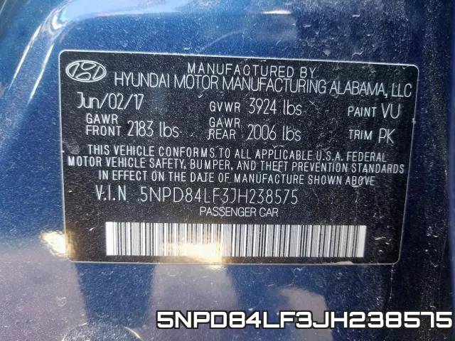 5NPD84LF3JH238575 фото 2
