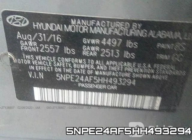 5NPE24AF5HH493294 фото 4