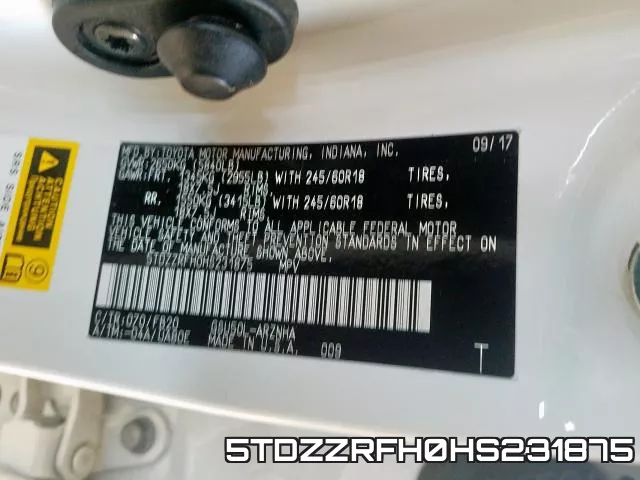 5TDZZRFH0HS231875 фото 2