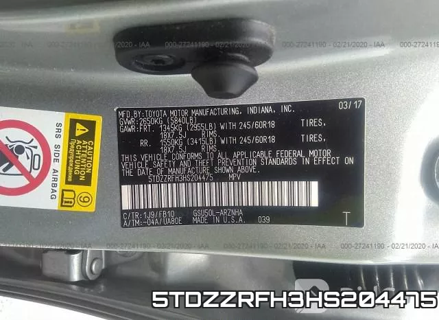 5TDZZRFH3HS204475 фото 10